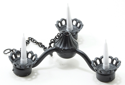 Dollhouse Miniature Black Wrought Iron Candle Chandelier